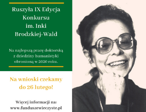 Do 26 lutego trwa nabór zgłoszeń do IX edycji Konkursu im. Inki Brodzkiej-Wald